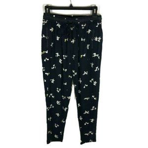 Anthropologie Black Floral Wide Leg Pants